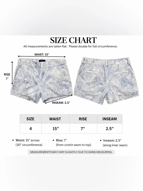 American Eagle Floral Cotton Shorts Size 4 Blue Gray Low Rise Stretch Casual - Picture 4 of 4